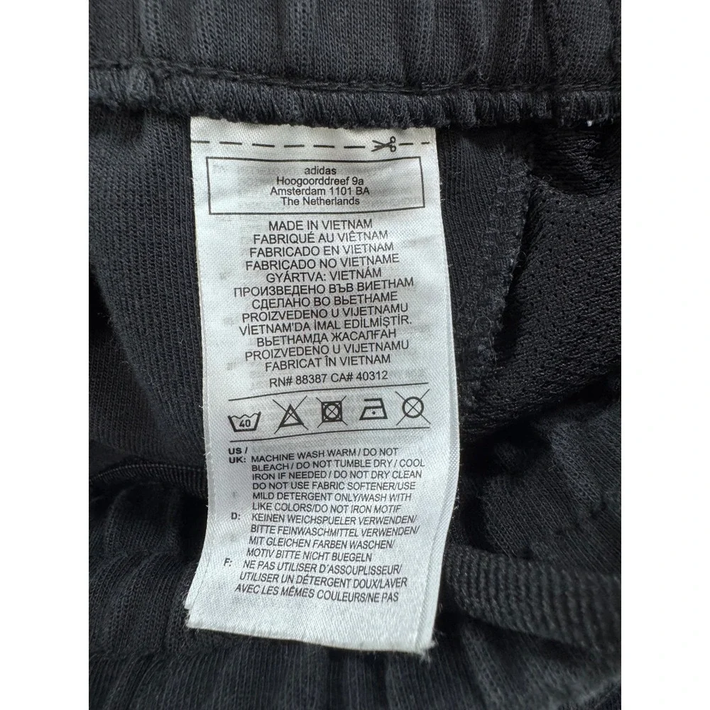 Adidas Mens Black White 3-Stripe Cuffed Jogger Sweatpants Size M